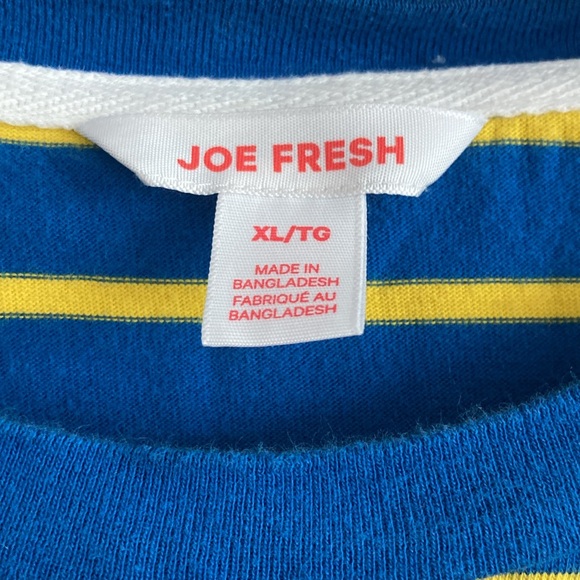 JOE FRESH | 100% cotton blue and yellow striped long sleeve, size extra large - Picture 2 of 3